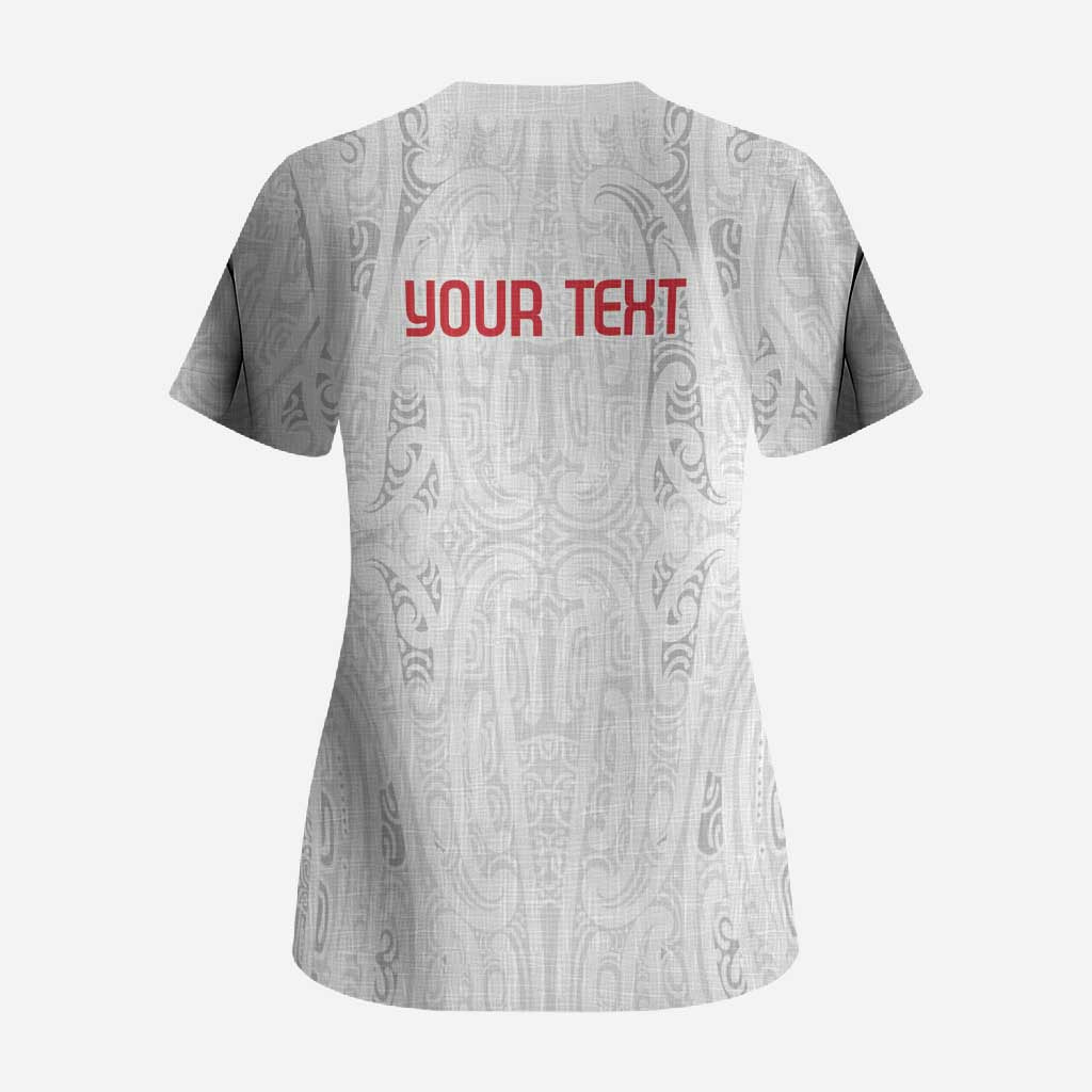 New Zealand Maori Heart Tribal Personalised Scrub Top Polynesian Patterns