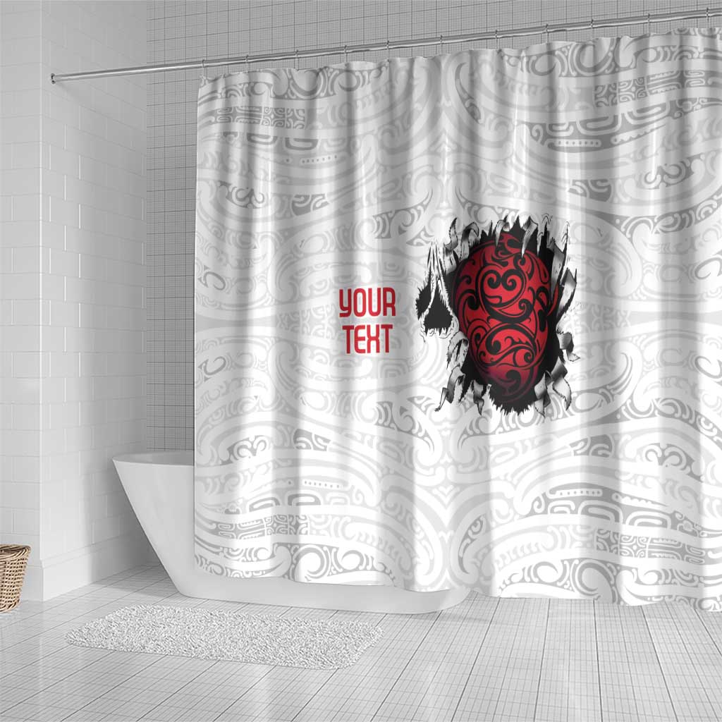 New Zealand Maori Heart Tribal Personalised Shower Curtain Polynesian Patterns