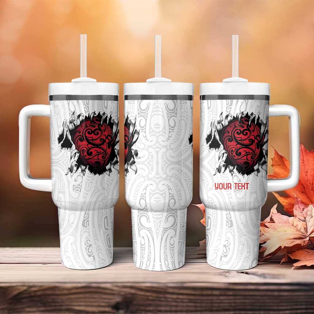 New Zealand Maori Heart Tribal Personalised Tumbler With Handle Polynesian Patterns