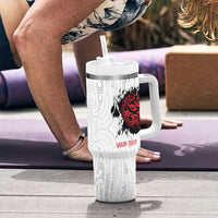 New Zealand Maori Heart Tribal Personalised Tumbler With Handle Polynesian Patterns