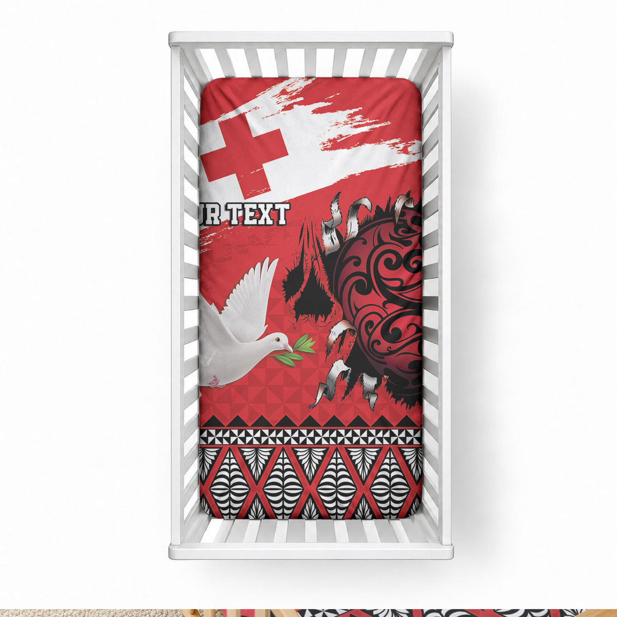 Tonga Heart Tribal Personalised Baby Bed Cover Polynesian Patterns LT9 28 × 52 in Red - Polynesian Pride