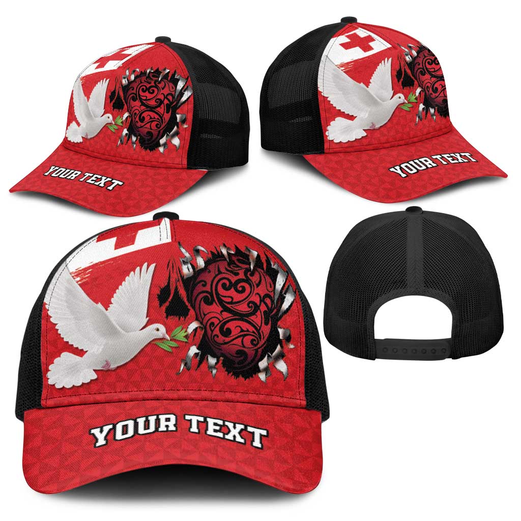 Tonga Heart Tribal Personalised Baseball Net Cap Polynesian Patterns