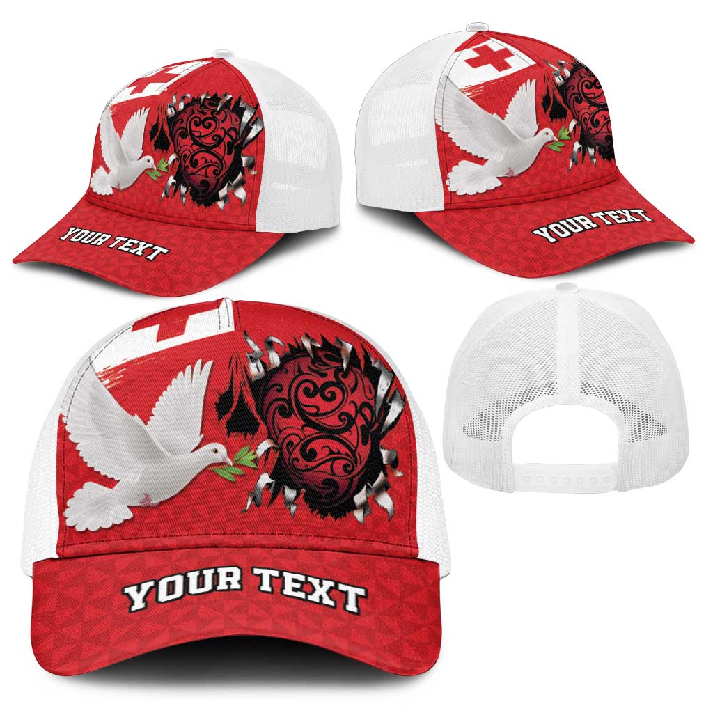 Tonga Heart Tribal Personalised Baseball Net Cap Polynesian Patterns