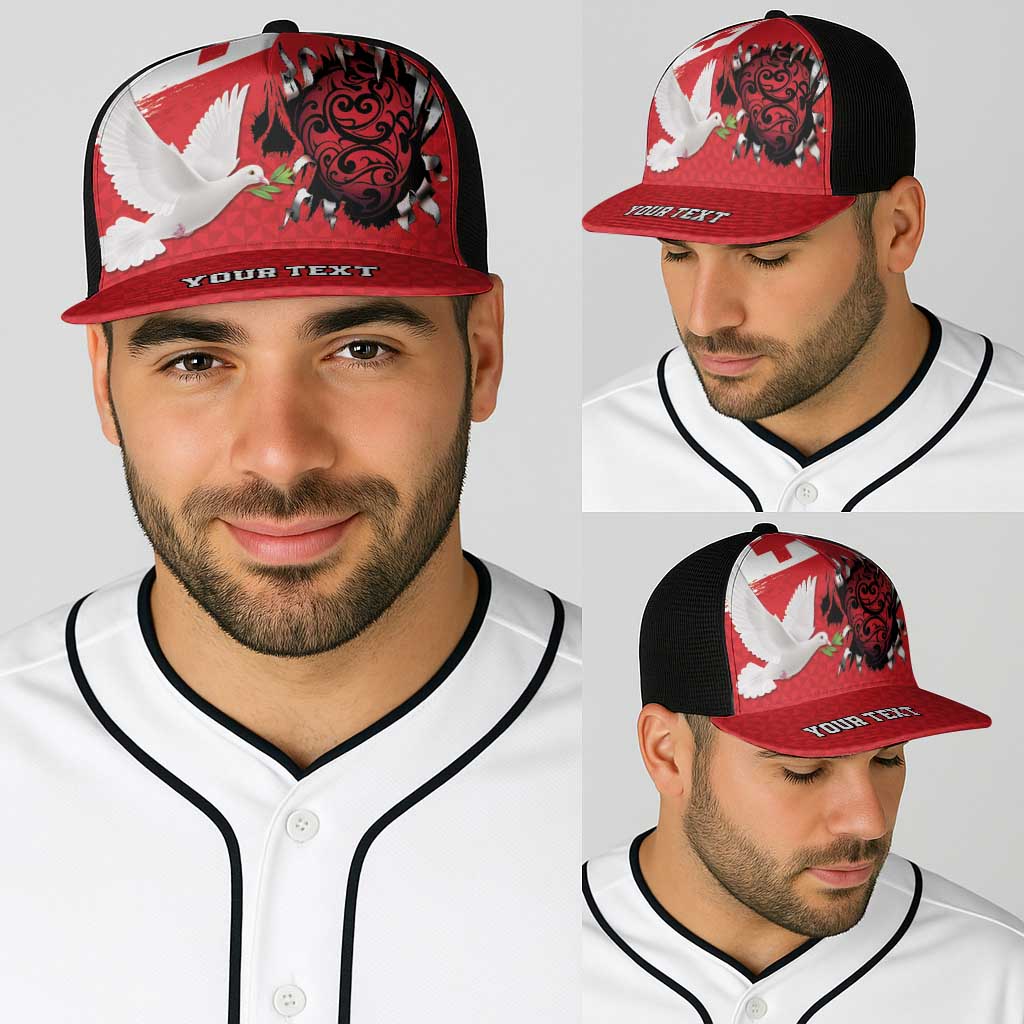 Tonga Heart Tribal Personalised Baseball Net Cap Polynesian Patterns