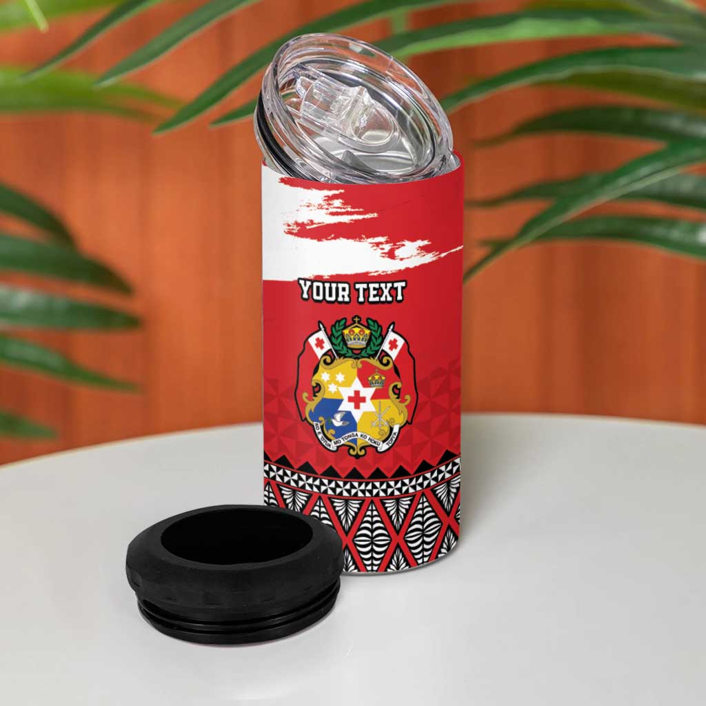 Tonga Heart Tribal Personalised 4 in 1 Can Cooler Tumbler Polynesian Patterns