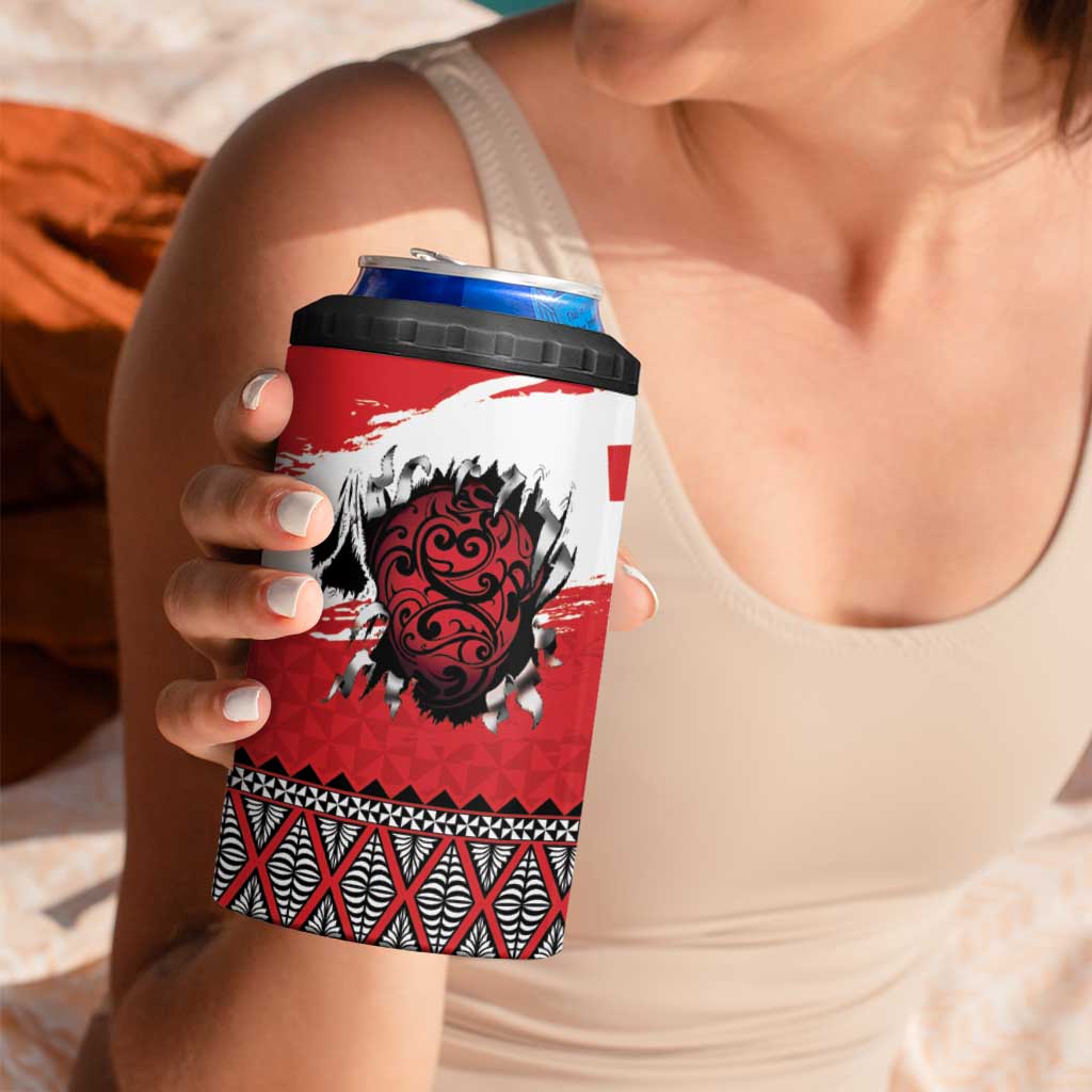 Tonga Heart Tribal Personalised 4 in 1 Can Cooler Tumbler Polynesian Patterns
