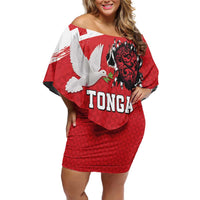 Tonga Heart Tribal Personalised Family Matching Off Shoulder Short Dress and Hawaiian Shirt Polynesian Patterns