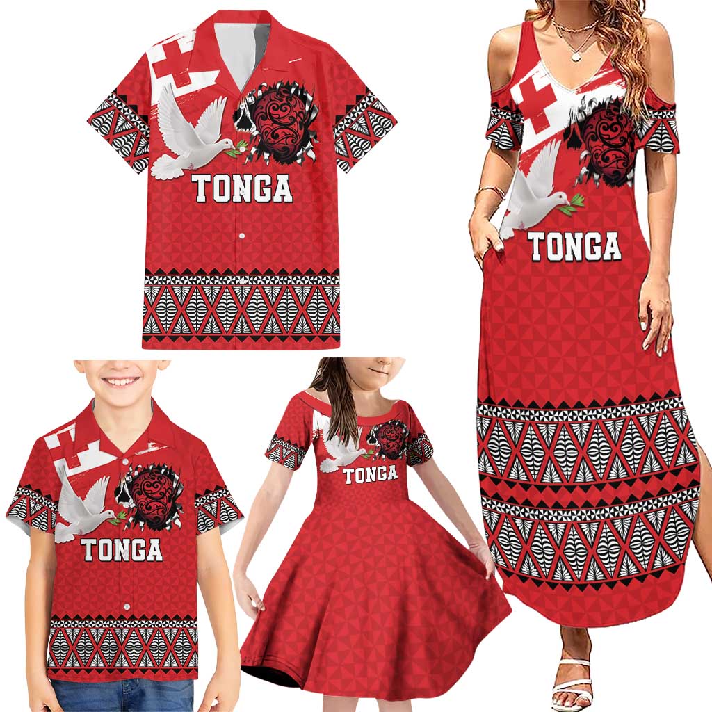 Tonga Heart Tribal Personalised Family Matching Summer Maxi Dress and Hawaiian Shirt Polynesian Patterns