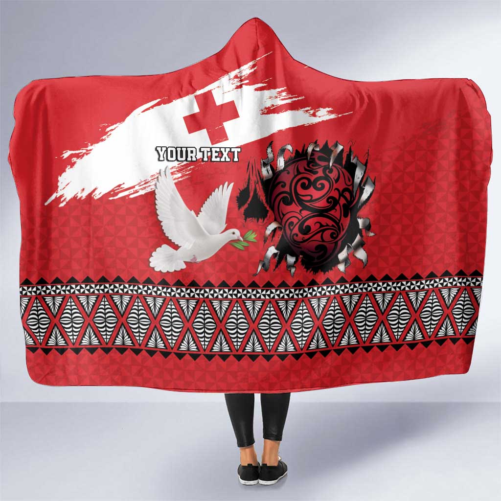 Tonga Heart Tribal Personalised Hooded Blanket Polynesian Patterns