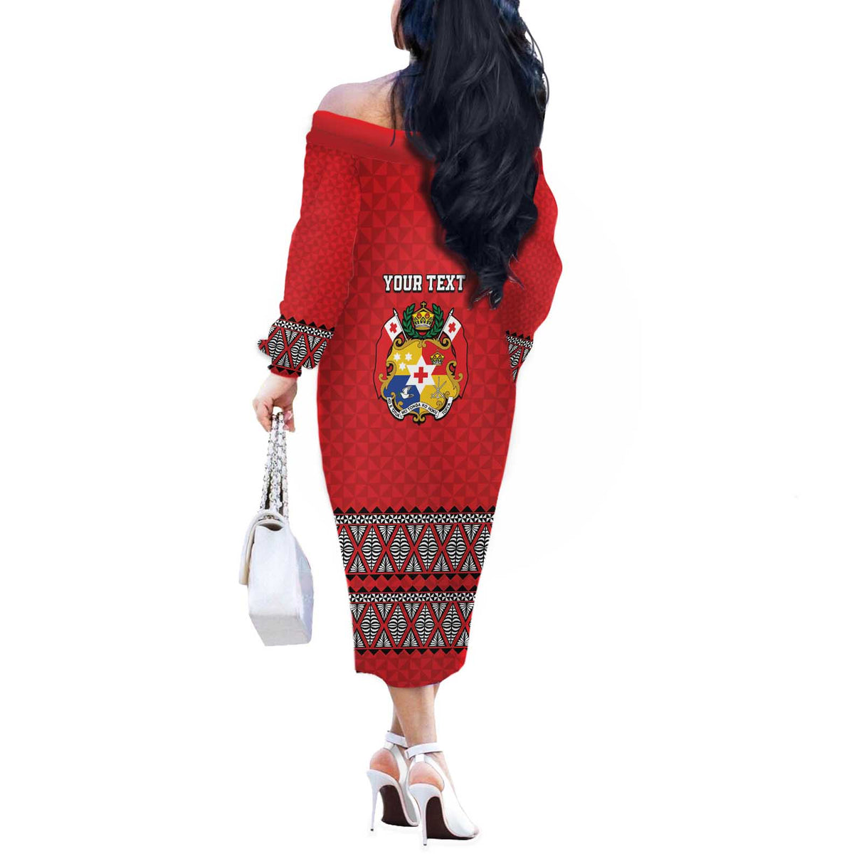 Tonga Heart Tribal Personalised Off The Shoulder Long Sleeve Dress Polynesian Patterns