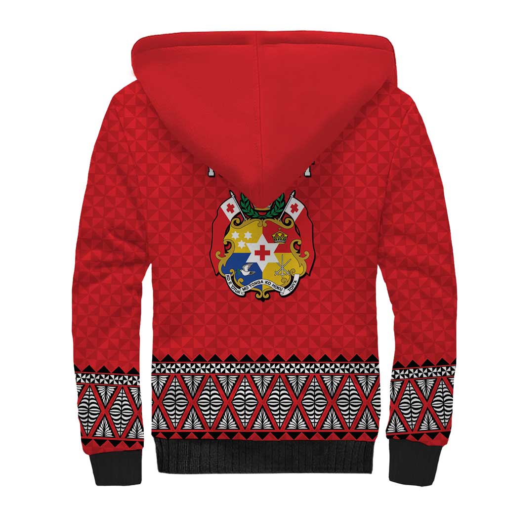 Tonga Heart Tribal Personalised Sherpa Hoodie Polynesian Patterns