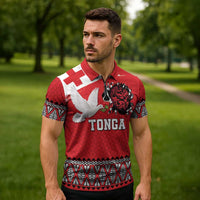 Tonga Heart Tribal Personalised Zipper Polo Shirt Polynesian Patterns