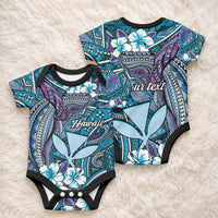 Personalised Hawaii Tribal Humpback Whale Baby Onesie Polu Hibiscus Seamless Pattern LT9 - Polynesian Pride