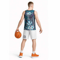 Personalised Hawaii Tribal Humpback Whale Basketball Jersey Polu Hibiscus Seamless Pattern