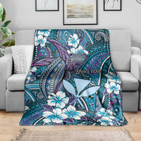 Personalised Hawaii Tribal Humpback Whale Blanket Polu Hibiscus Seamless Pattern