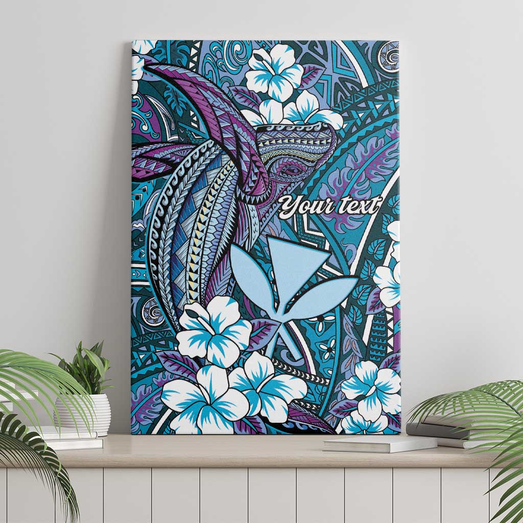 Personalised Hawaii Tribal Humpback Whale Canvas Wall Art Polu Hibiscus Seamless Pattern