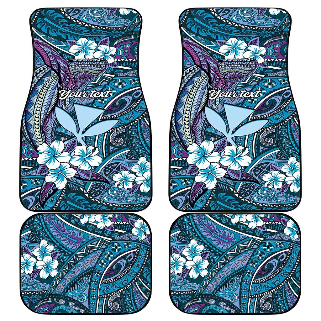Personalised Hawaii Tribal Humpback Whale Car Mats Polu Hibiscus Seamless Pattern