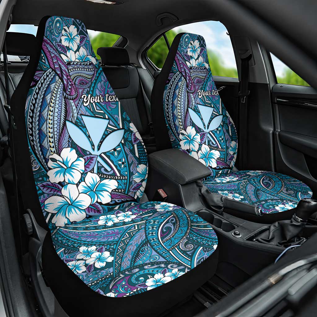 Personalised Hawaii Tribal Humpback Whale Car Seat Cover Polu Hibiscus Seamless Pattern