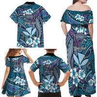 Personalised Hawaii Tribal Humpback Whale Family Matching Off Shoulder Maxi Dress and Hawaiian Shirt Polu Hibiscus Seamless Pattern LT9 - Polynesian Pride