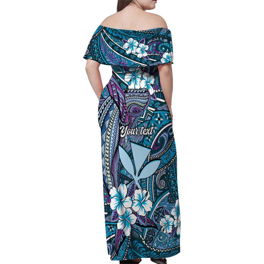Personalised Hawaii Tribal Humpback Whale Family Matching Off Shoulder Maxi Dress and Hawaiian Shirt Polu Hibiscus Seamless Pattern LT9 - Polynesian Pride