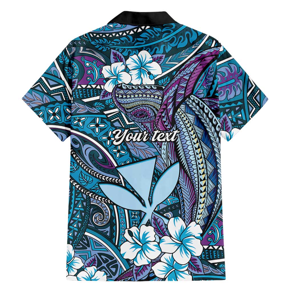 Personalised Hawaii Tribal Humpback Whale Family Matching Off Shoulder Short Dress and Hawaiian Shirt Polu Hibiscus Seamless Pattern LT9 - Polynesian Pride