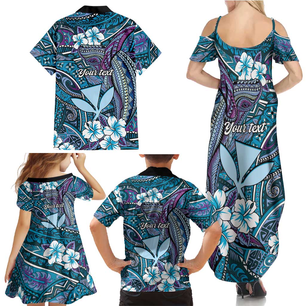 Personalised Hawaii Tribal Humpback Whale Family Matching Summer Maxi Dress and Hawaiian Shirt Polu Hibiscus Seamless Pattern LT9 - Polynesian Pride