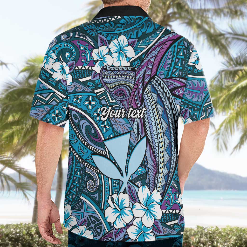 Personalised Hawaii Tribal Humpback Whale Hawaiian Shirt Polu Hibiscus Seamless Pattern