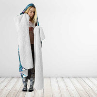 Personalised Hawaii Tribal Humpback Whale Hooded Blanket Polu Hibiscus Seamless Pattern