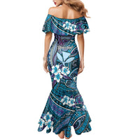 Personalised Hawaii Tribal Humpback Whale Mermaid Dress Polu Hibiscus Seamless Pattern