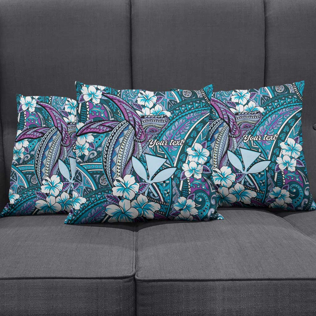 Personalised Hawaii Tribal Humpback Whale Pillow Cover Polu Hibiscus Seamless Pattern