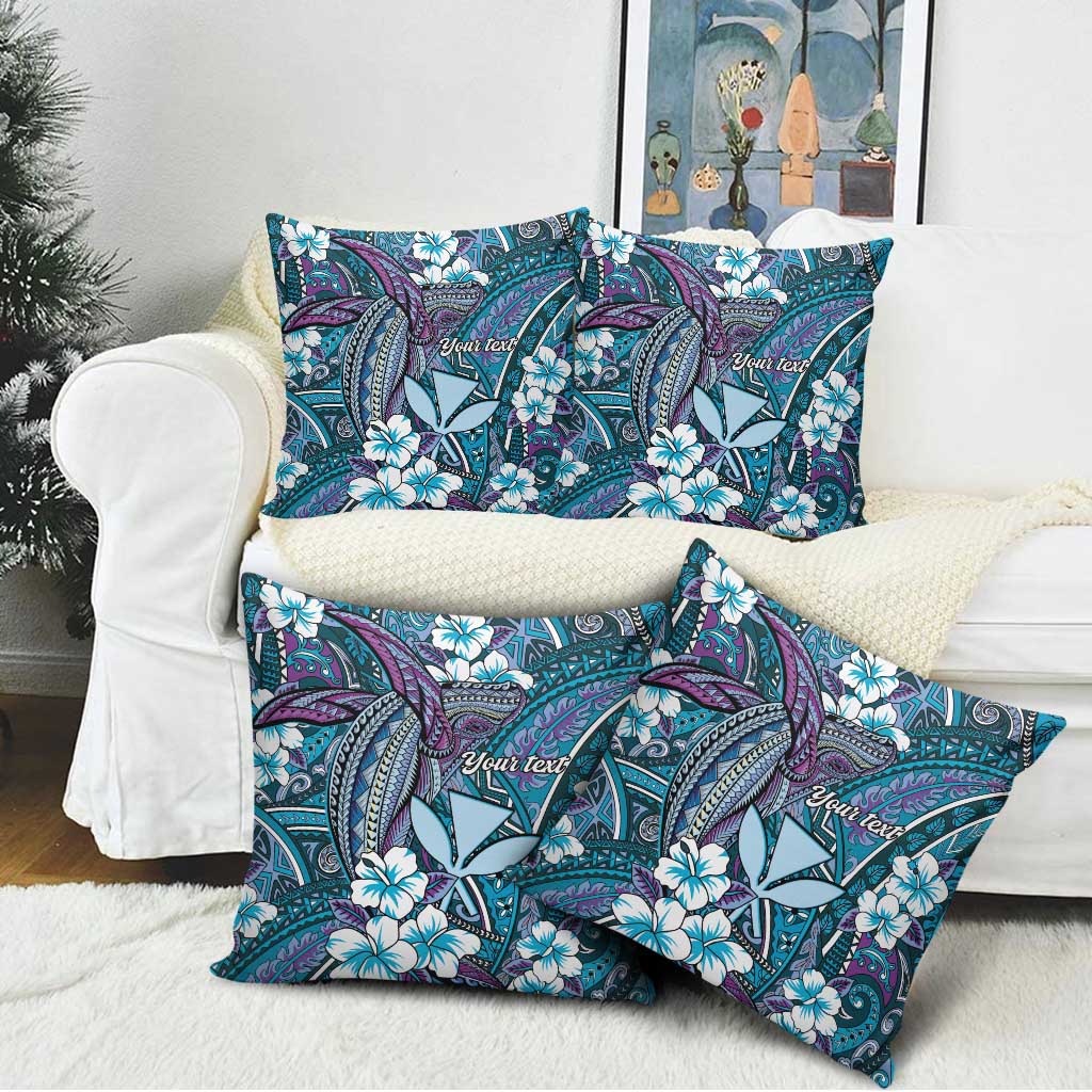 Personalised Hawaii Tribal Humpback Whale Pillow Cover Polu Hibiscus Seamless Pattern