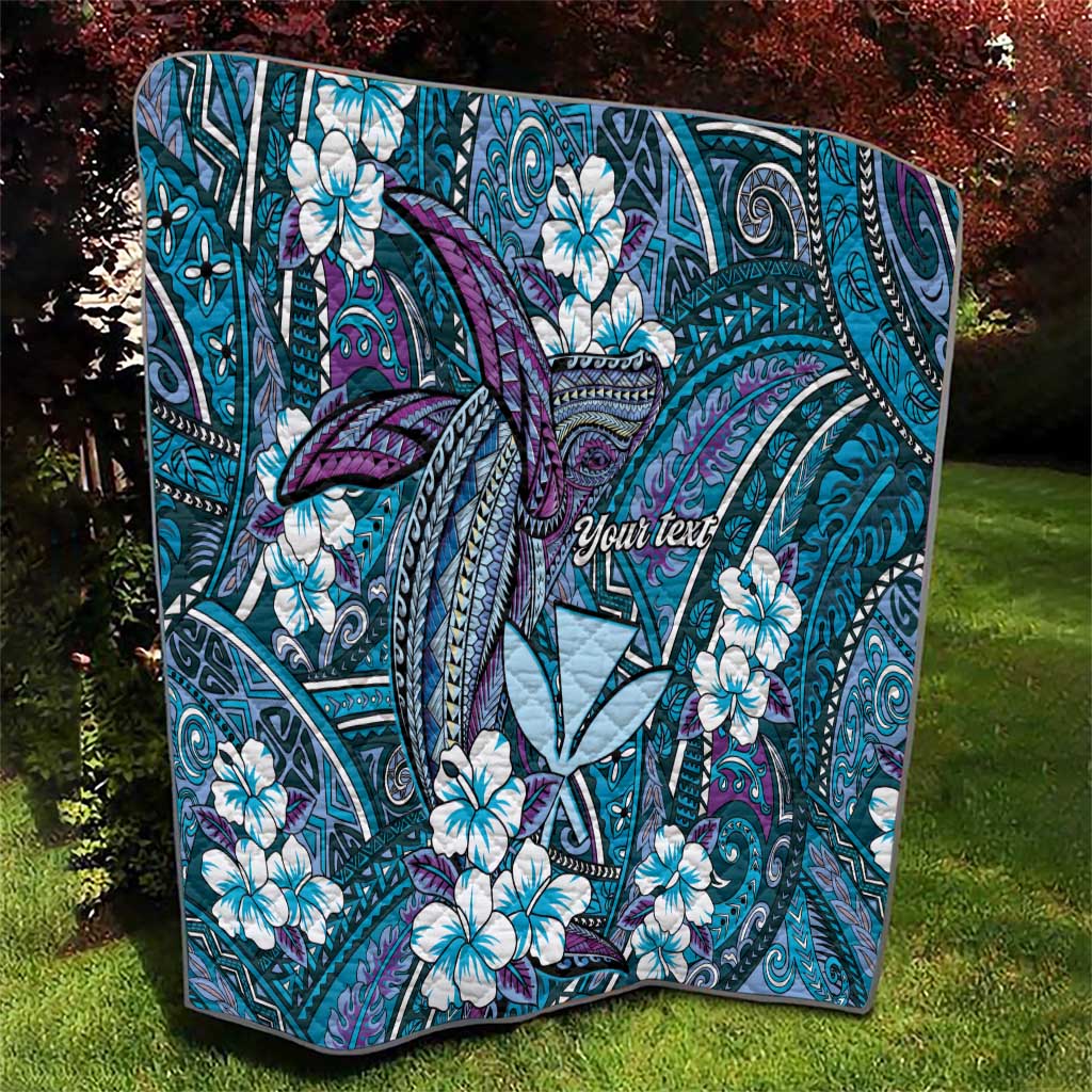 Personalised Hawaii Tribal Humpback Whale Quilt Polu Hibiscus Seamless Pattern