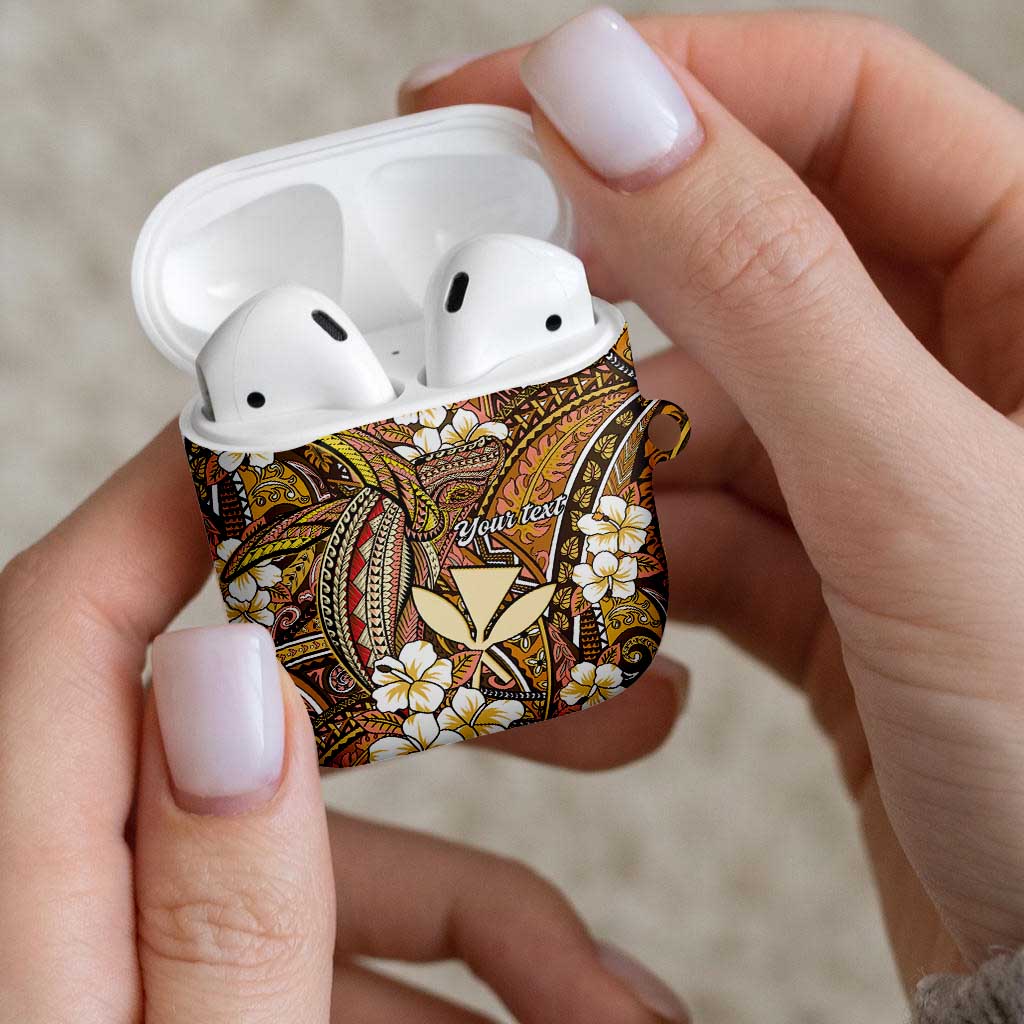Personalised Hawaii Tribal Humpback Whale AirPods Case Melemele Hibiscus Seamless Pattern