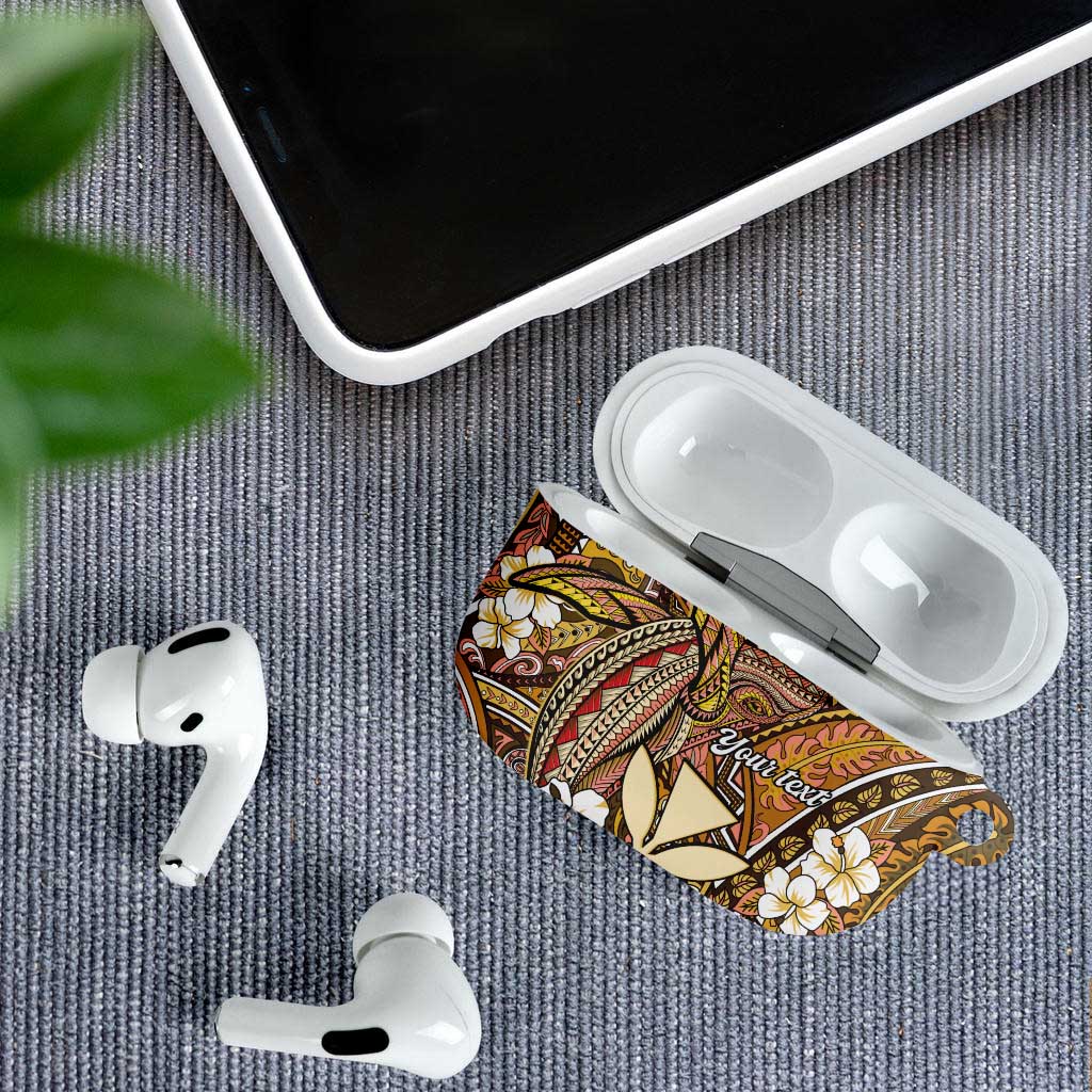 Personalised Hawaii Tribal Humpback Whale AirPods Case Melemele Hibiscus Seamless Pattern