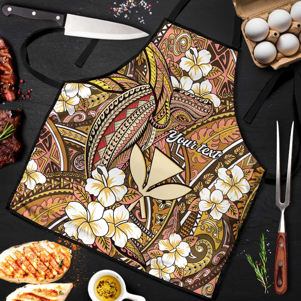 Personalised Hawaii Tribal Humpback Whale Apron Melemele Hibiscus Seamless Pattern