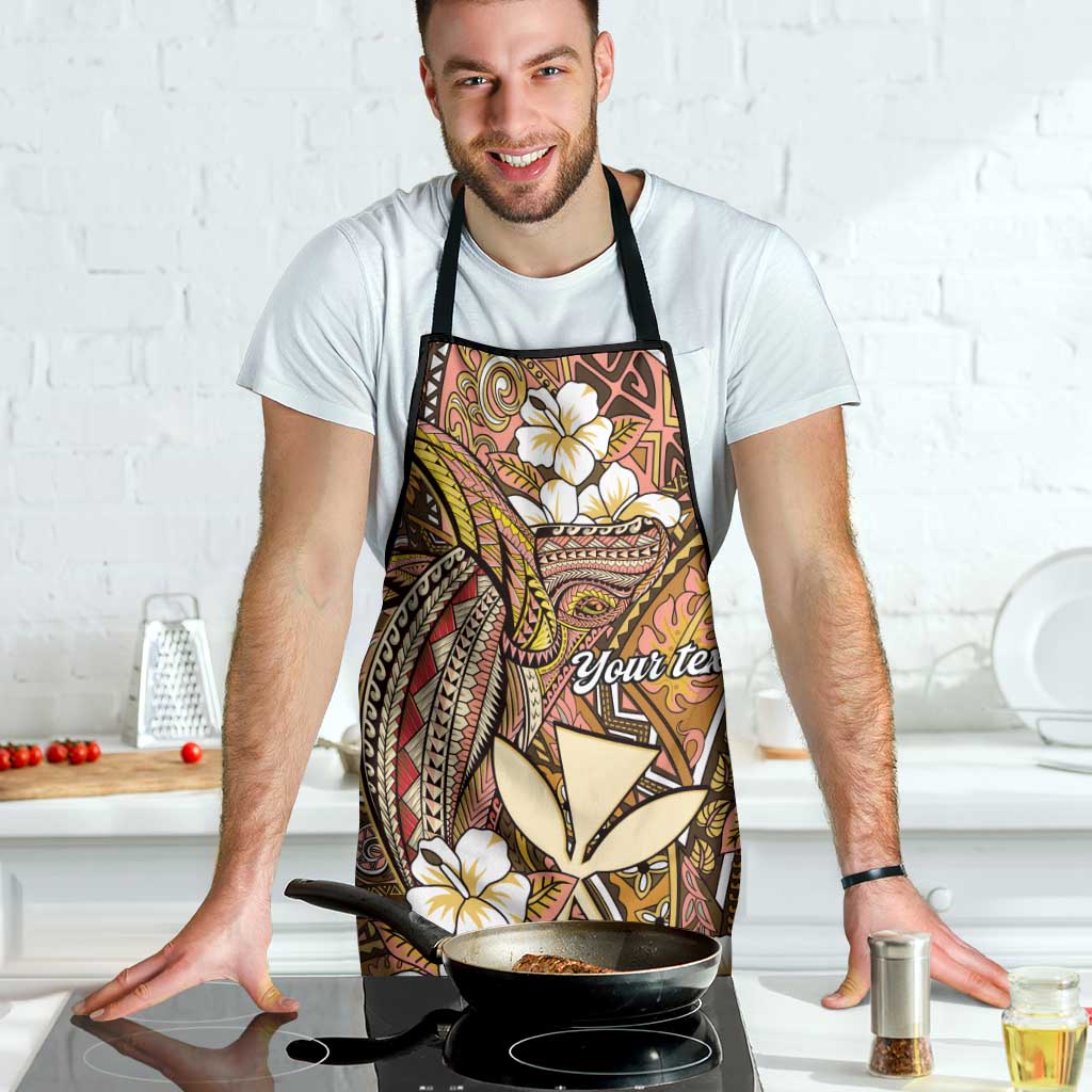 Personalised Hawaii Tribal Humpback Whale Apron Melemele Hibiscus Seamless Pattern
