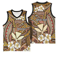 Personalised Hawaii Tribal Humpback Whale Basketball Jersey Melemele Hibiscus Seamless Pattern