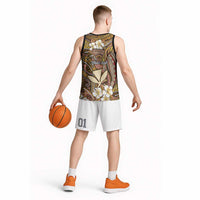 Personalised Hawaii Tribal Humpback Whale Basketball Jersey Melemele Hibiscus Seamless Pattern