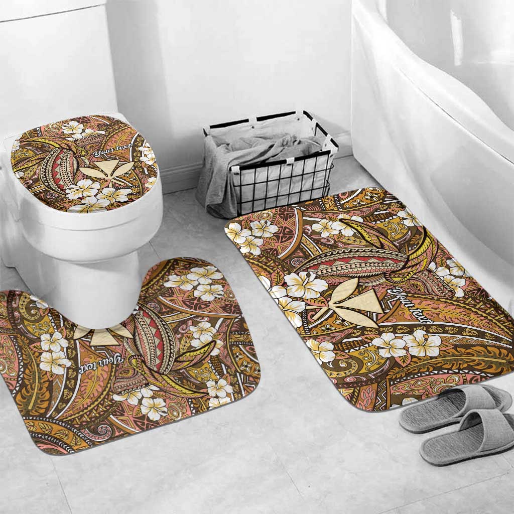 Personalised Hawaii Tribal Humpback Whale Bathroom Set Melemele Hibiscus Seamless Pattern