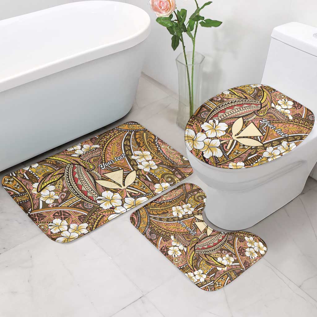 Personalised Hawaii Tribal Humpback Whale Bathroom Set Melemele Hibiscus Seamless Pattern