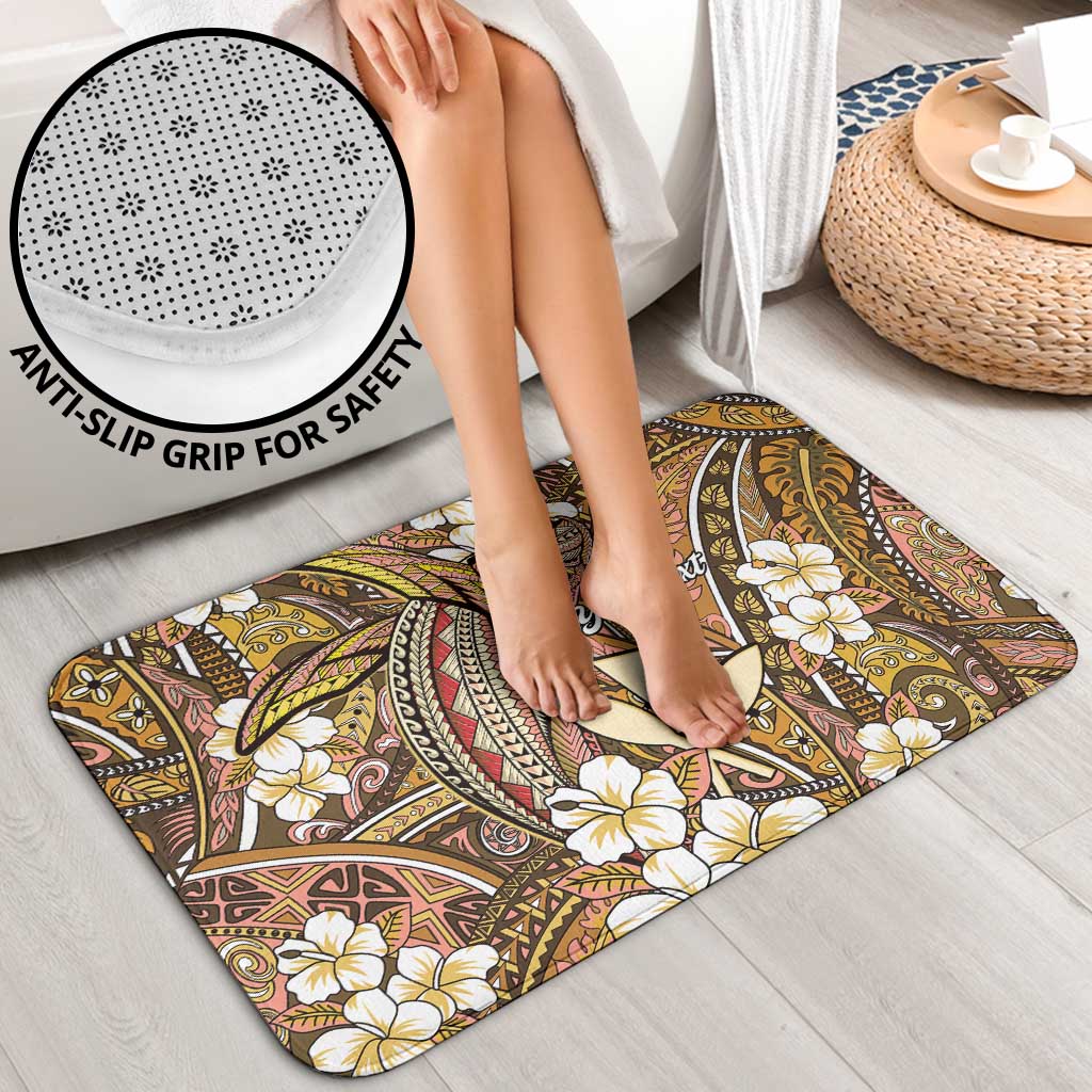 Personalised Hawaii Tribal Humpback Whale Bathroom Set Melemele Hibiscus Seamless Pattern