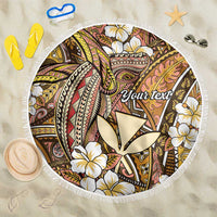 Personalised Hawaii Tribal Humpback Whale Beach Blanket Melemele Hibiscus Seamless Pattern