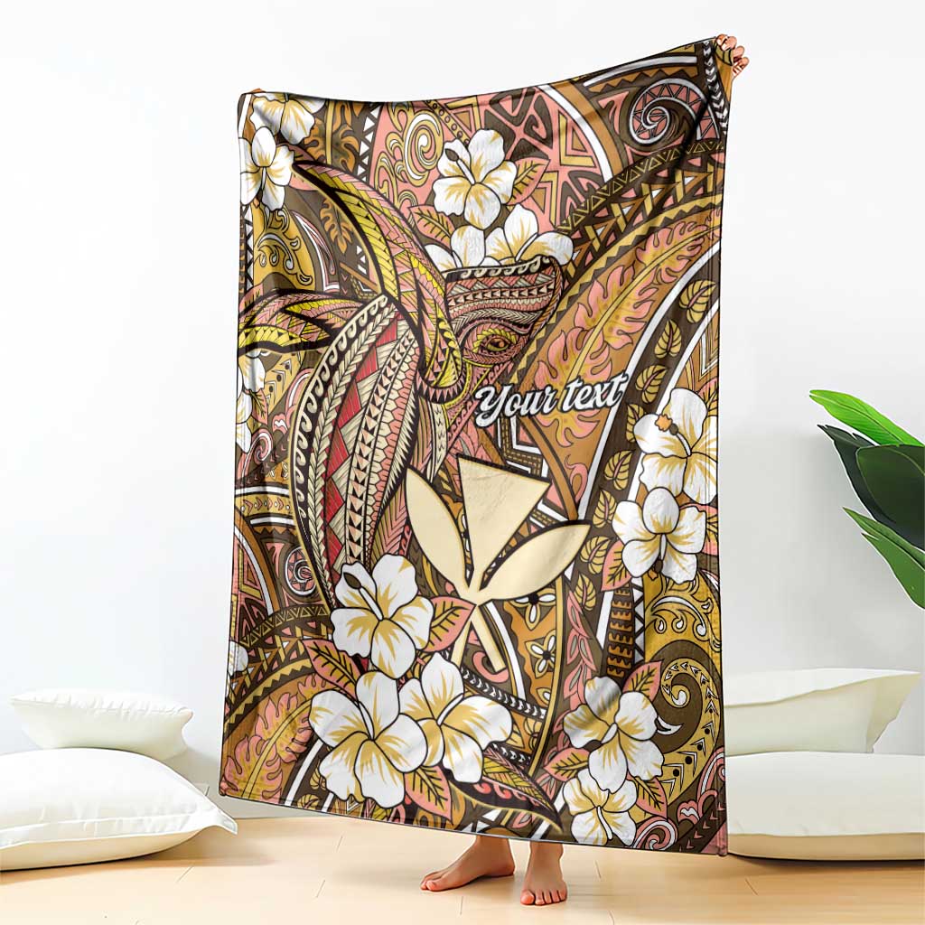 Personalised Hawaii Tribal Humpback Whale Blanket Melemele Hibiscus Seamless Pattern