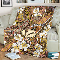 Personalised Hawaii Tribal Humpback Whale Blanket Melemele Hibiscus Seamless Pattern
