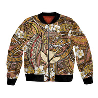 Personalised Hawaii Tribal Humpback Whale Bomber Jacket Melemele Hibiscus Seamless Pattern