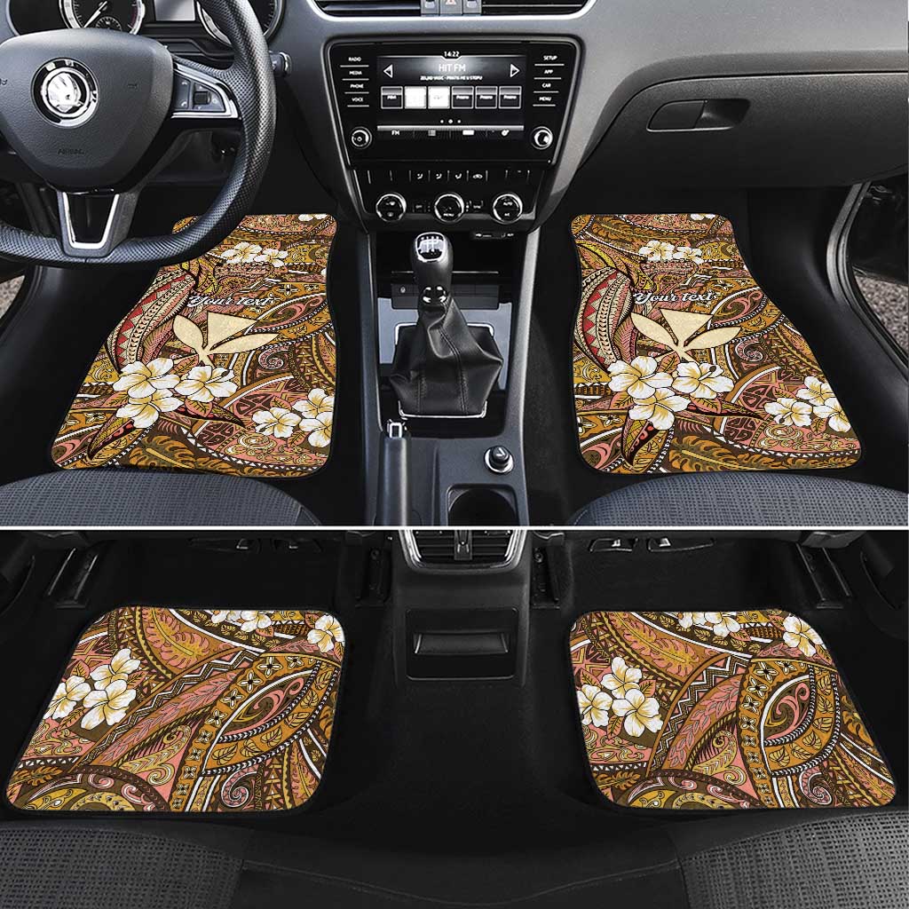 Personalised Hawaii Tribal Humpback Whale Car Mats Melemele Hibiscus Seamless Pattern