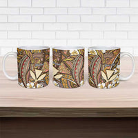 Personalised Hawaii Tribal Humpback Whale Ceramic Mug Melemele Hibiscus Seamless Pattern