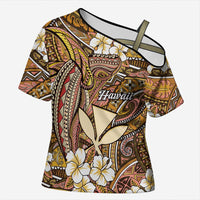 Personalised Hawaii Tribal Humpback Whale Cross Shoulder Shirt Melemele Hibiscus Seamless Pattern