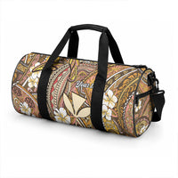 Personalised Hawaii Tribal Humpback Whale Duffle Bag Melemele Hibiscus Seamless Pattern LT9 - Polynesian Pride