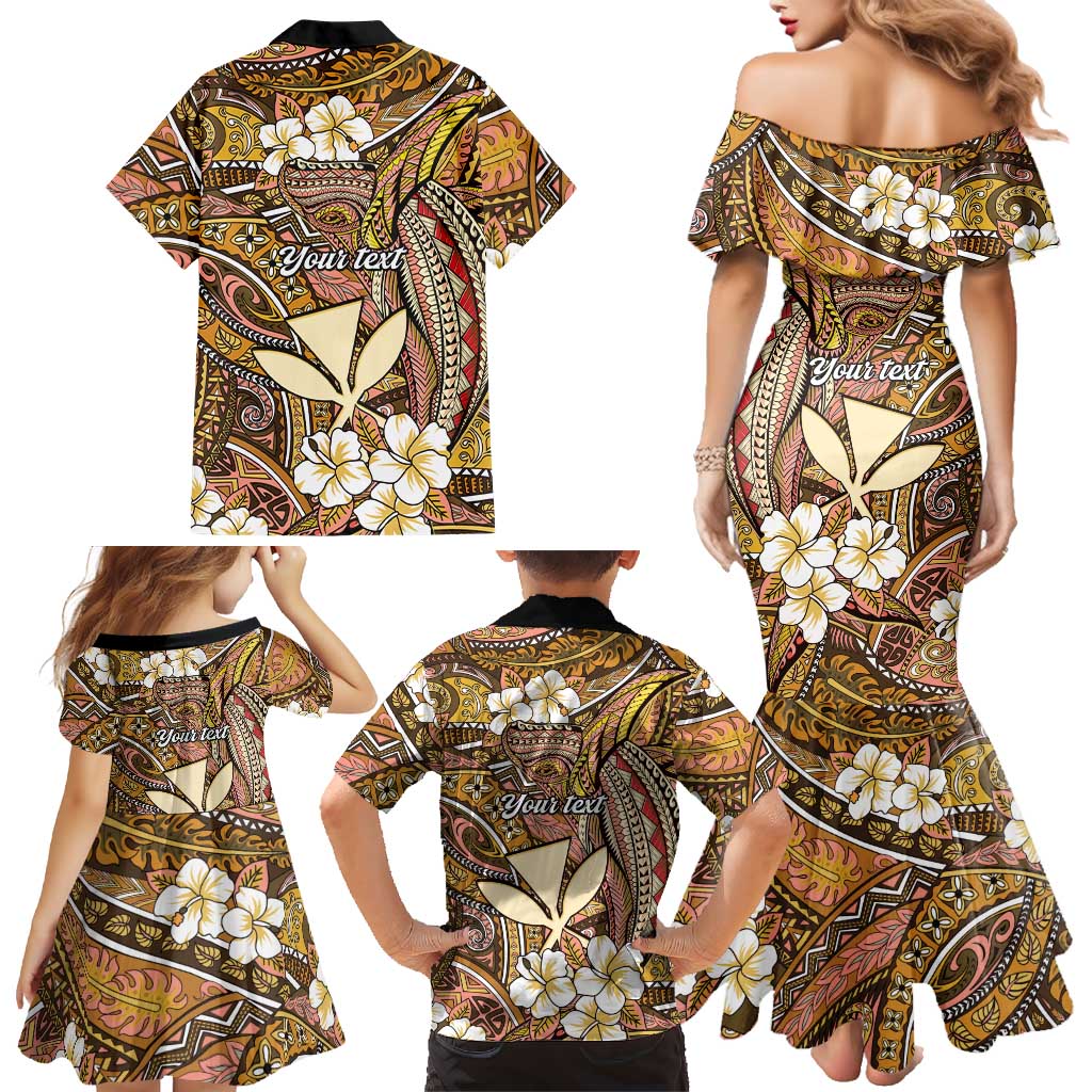Personalised Hawaii Tribal Humpback Whale Family Matching Mermaid Dress and Hawaiian Shirt Melemele Hibiscus Seamless Pattern LT9 - Polynesian Pride